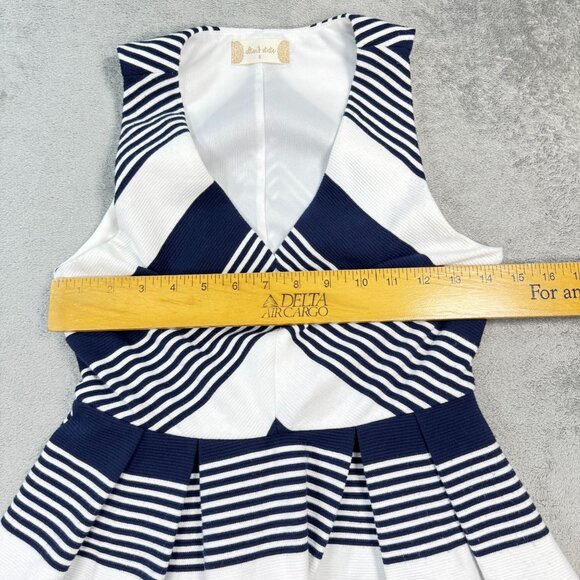 Altar’d State Nautical Fit & Flare Pleated Mini Dress Navy Striped Cocktail S - Picture 10 of 11